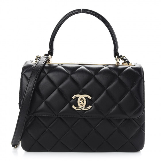 CHANEL Lambskin Quilted Small Trendy CC Dual Handle Flap Bag Black
