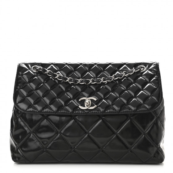 CHANEL Vinyl Quilted In the Business Flap Bag Black