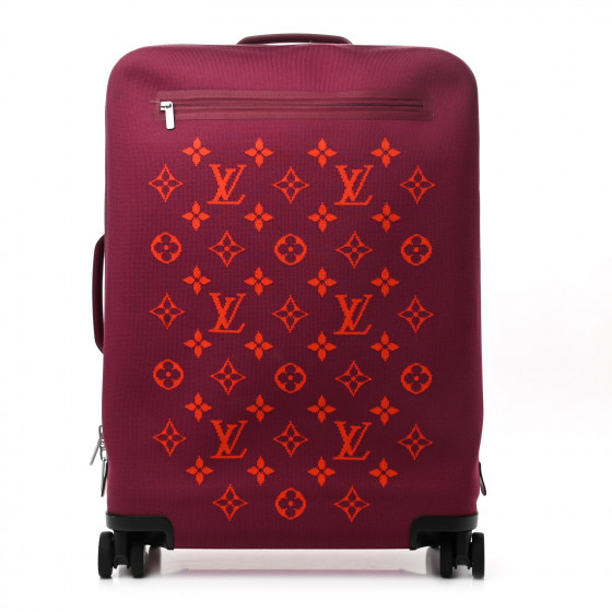 LOUIS VUITTON Knit Monogram Horizon Soft 55 Suitcase Fuchsia