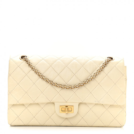 CHANEL Aged Calfskin Quilted 2.55 Reissue 226 Flap Ivory