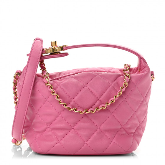 CHANEL Lambskin Quilted Small Perfect Meeting Hobo Pink