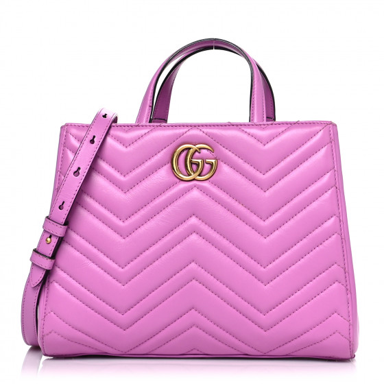 GUCCI Calfskin Matelasse Small GG Marmont Tote Candy Mousse