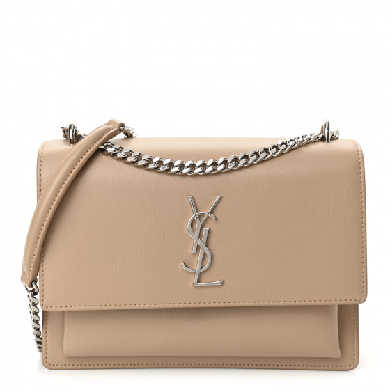 SAINT LAURENT Calfskin Medium Monogram Sunset Dark Beige