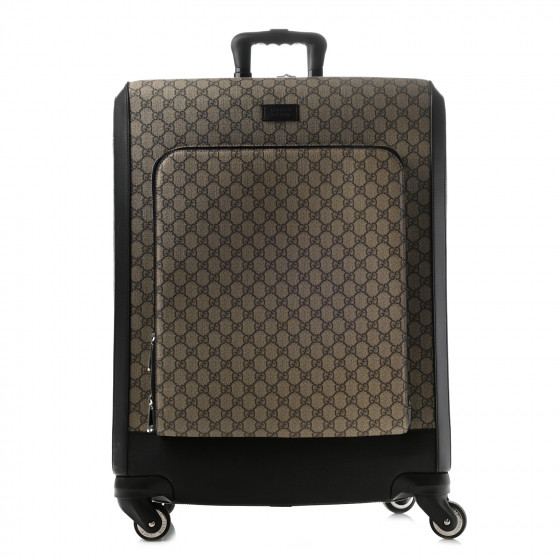 GUCCI GG Supreme Monogram Four Wheel Suitcase Black