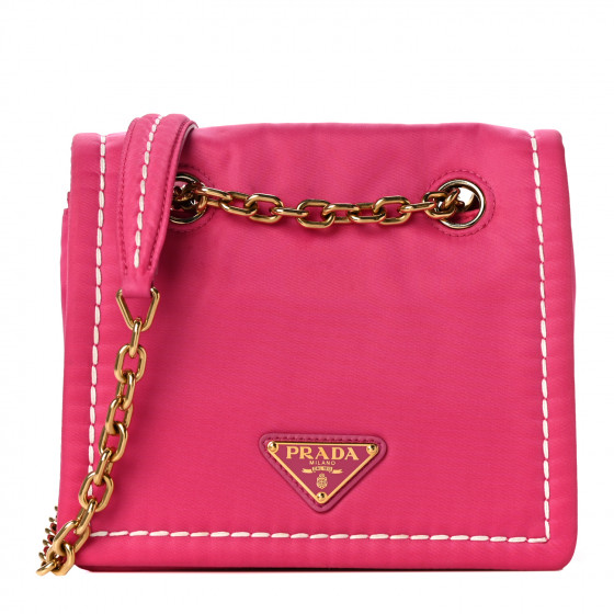 PRADA Nylon Tessuto Small Chain Shoulder Bag Fuxia