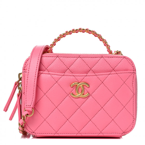 CHANEL Caviar Quilted Pick Me Up Small Vanity Case Pink