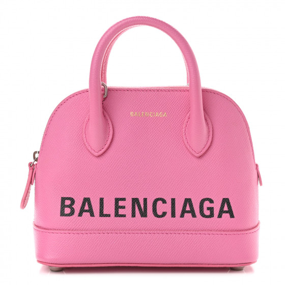 BALENCIAGA Grained Calfskin XXS Ville Top Handle Bag Pink