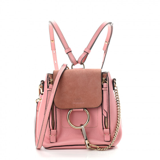 CHLOE Suede Calfskin Mini Faye Backpack Pink