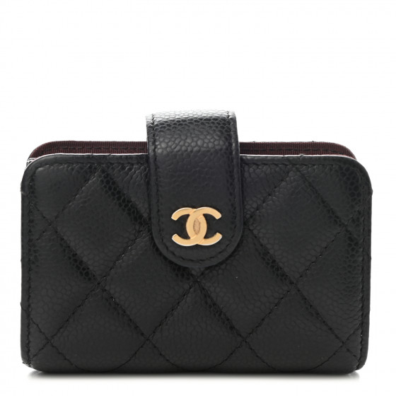 CHANEL Caviar Quilted Gusseted Card Holder Black