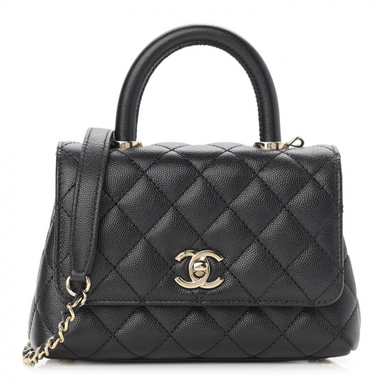 CHANEL Caviar Quilted Extra Mini Coco Handle Flap Black