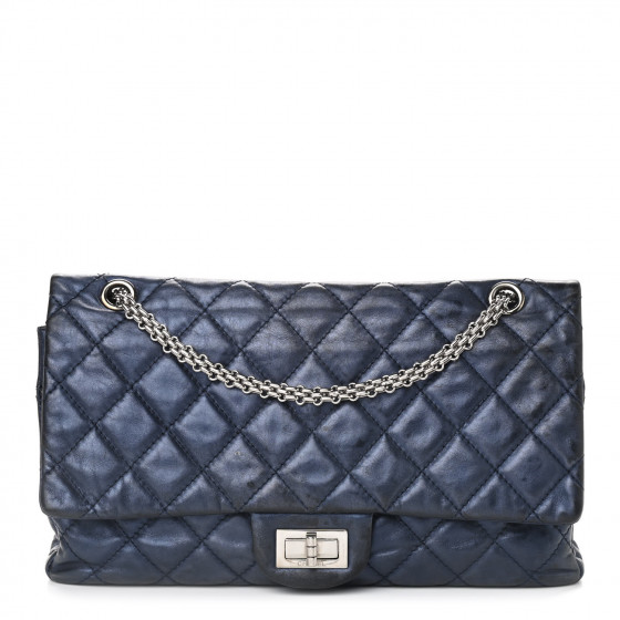 CHANEL Metallic Aged Calfskin Quilted 2.55 Reissue 227 Flap Blue