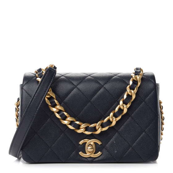 CHANEL Caviar Quilted Small Fashion Therapy Flap Bag Navy Blue
