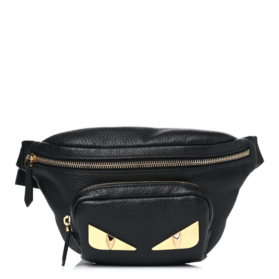FENDI Calfskin Romano Bag Bug Belt Bag Black