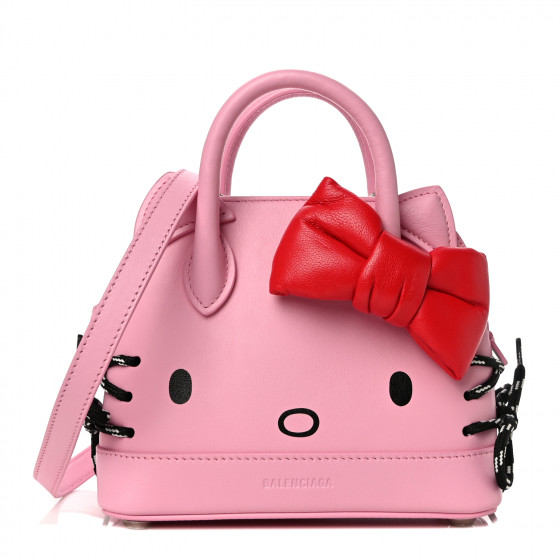 BALENCIAGA Calfskin Hello Kitty XXS Ville Top Handle Bag Pink