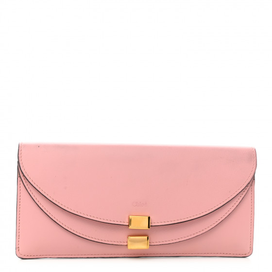 CHLOE Calfskin Georgia Flap Wallet Washed Pink