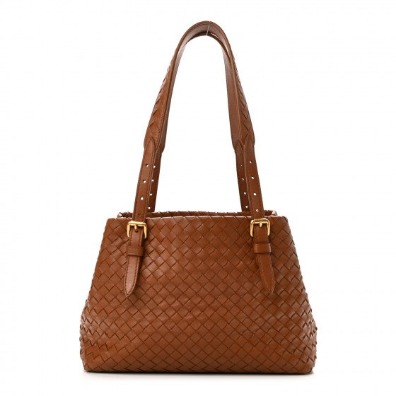 BOTTEGA VENETA Nappa Intrecciato Seamless Tote Dark Calvados