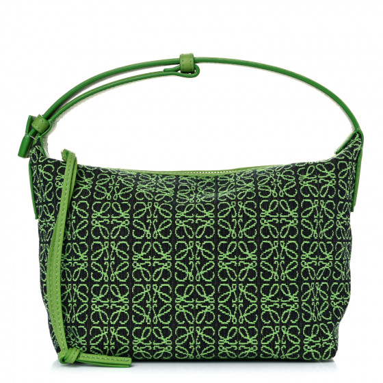 LOEWE Jacquard Anagram Calfskin Small Cubi Bag Apple Green