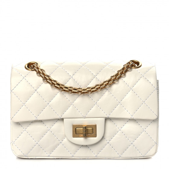 CHANEL Aged Calfskin Quilted 2.55 Reissue Mini Flap White