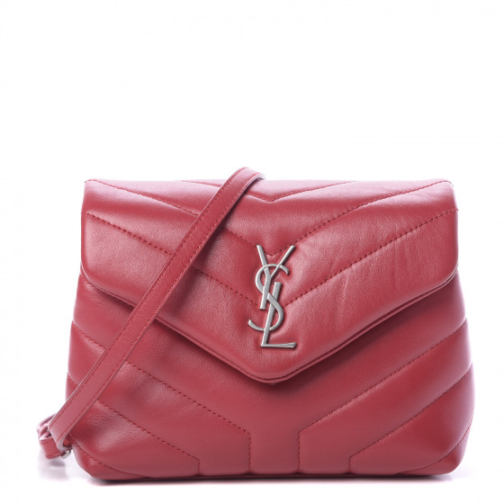 SAINT LAURENT Calfskin Y Quilted Monogram Toy Loulou Crossbody Bag New Lipstick