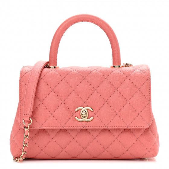CHANEL Caviar Quilted Mini Coco Handle Flap Pink
