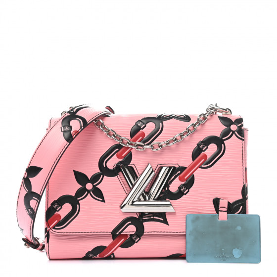LOUIS VUITTON Epi Chain Flower Twist Shoulder Bag MM Pink