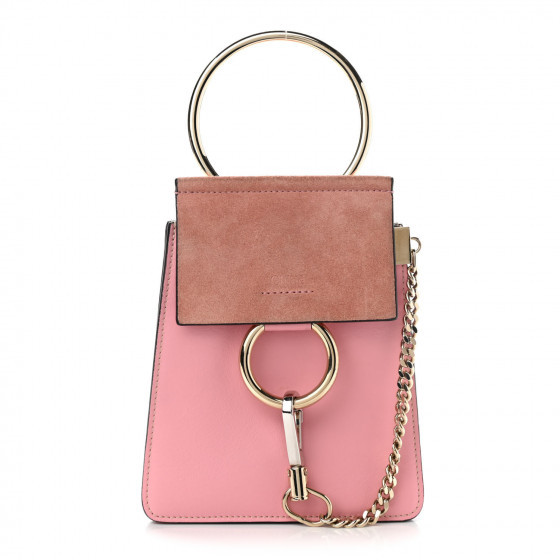 CHLOE Suede Calfskin Mini Faye Bracelet Bag Washed Pink