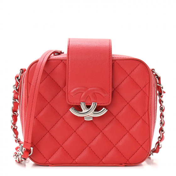 CHANEL Lambskin Quilted Mini CC Box Camera Bag Red