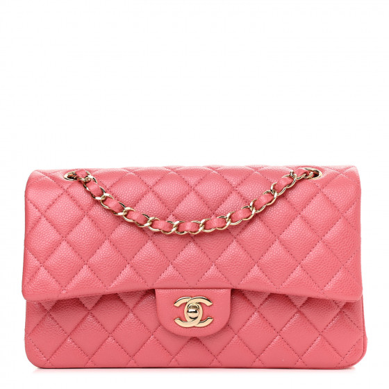 CHANEL Caviar Quilted Medium Double Flap Pink