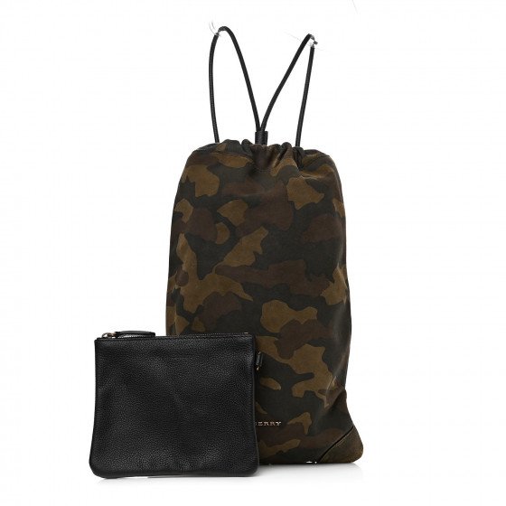 BURBERRY Calfskin Suede Camouflage Drawstring Baby Duffle Multicolor