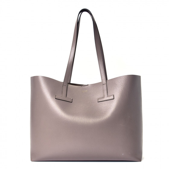 TOM FORD Grained Calfskin Small T Tote Taupe