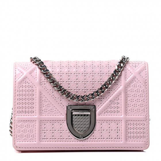 CHRISTIAN DIOR Patent Micro-Cannage Baby Diorama Flap Bag Pale Pink
