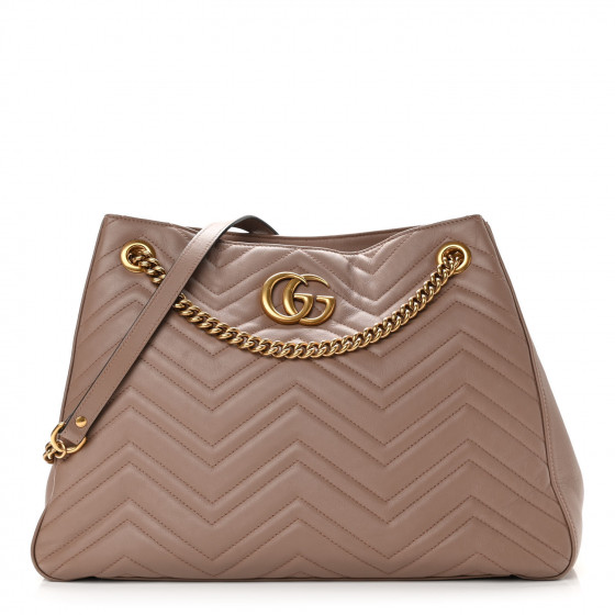 GUCCI Calfskin Matelasse Medium GG Marmont Tote Porcelain Rose