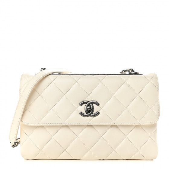 CHANEL Lambskin Quilted Medium Trendy CC Flap White