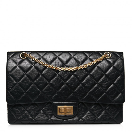 CHANEL Aged Calfskin Quilted 2.55 Reissue 227 Flap Black
