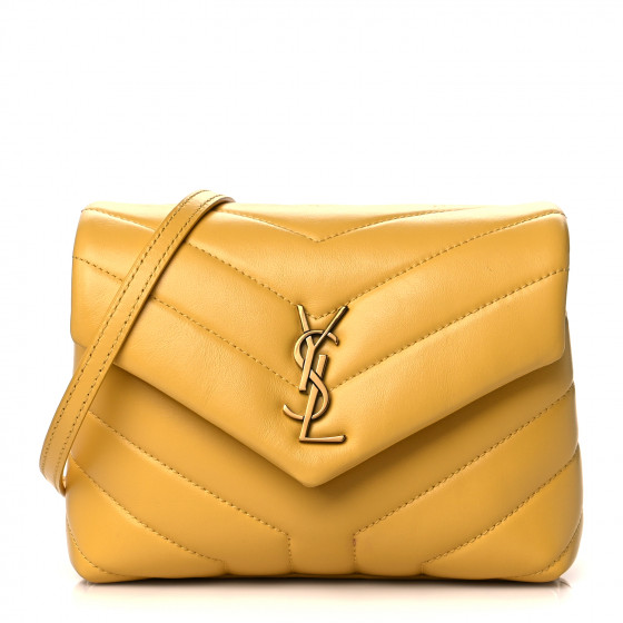 SAINT LAURENT Calfskin Y Quilted Monogram Toy Loulou Crossbody Bag Sunflower