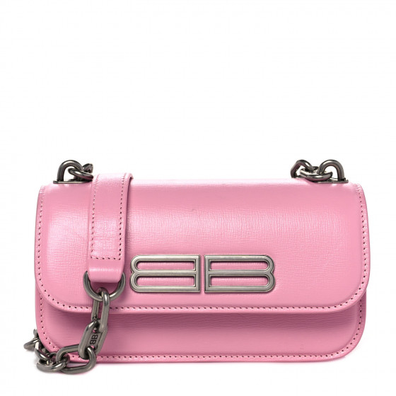 BALENCIAGA Embossed Calfskin Gossip Chain Bag XS Candy Pink