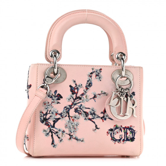 CHRISTIAN DIOR Sequin Embroidered Mini Lady Dior Pink