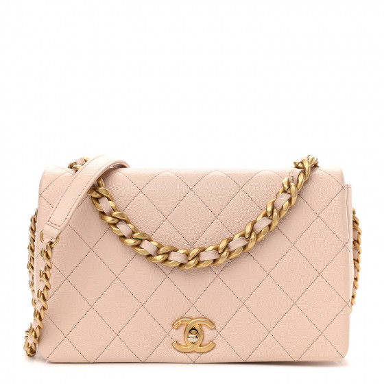 CHANEL Caviar Quilted Medium Fashion Therapy Flap Beige