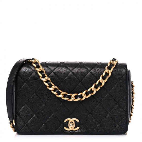 CHANEL Caviar Quilted Medium Fashion Therapy Flap Bag Black