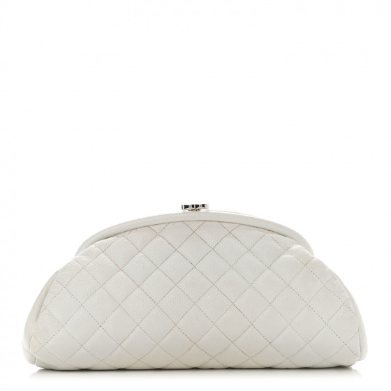 CHANEL Caviar Quilted Timeless Clutch White