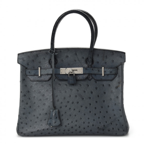 HERMES Ostrich Birkin 30 Bleu Roi