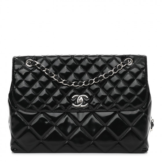 CHANEL Vinyl Quilted In The Business Flap Bag Black