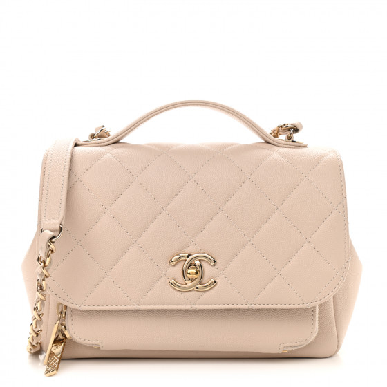 CHANEL Caviar Quilted Medium Business Affinity Flap Beige