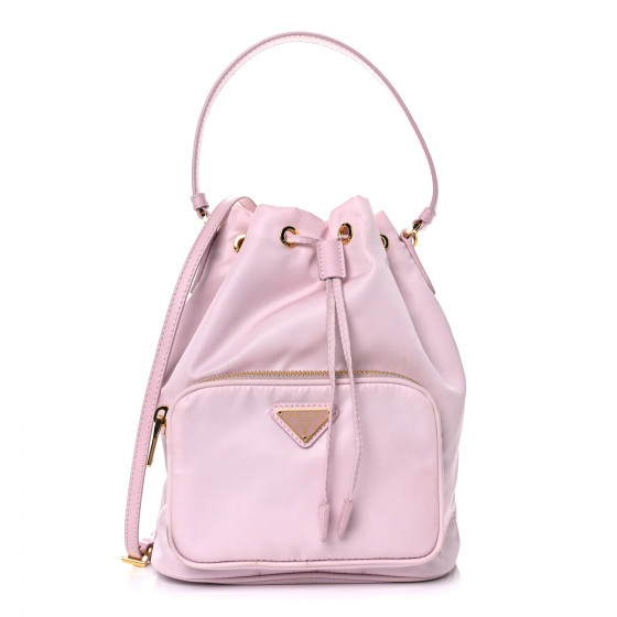 PRADA Re-Nylon Duet Drawstring Shoulder Bag Alabaster Pink