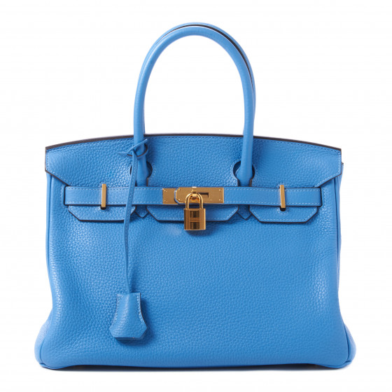 HERMES Taurillon Clemence Birkin 30 Bleu Paradis