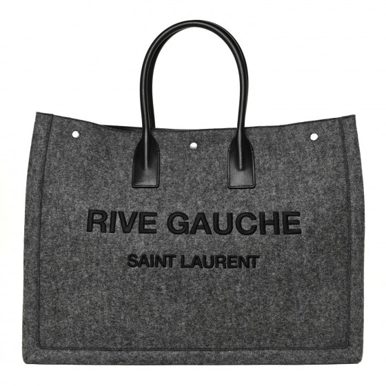SAINT LAURENT Wool Calfskin Rive Gauche Tote Grey